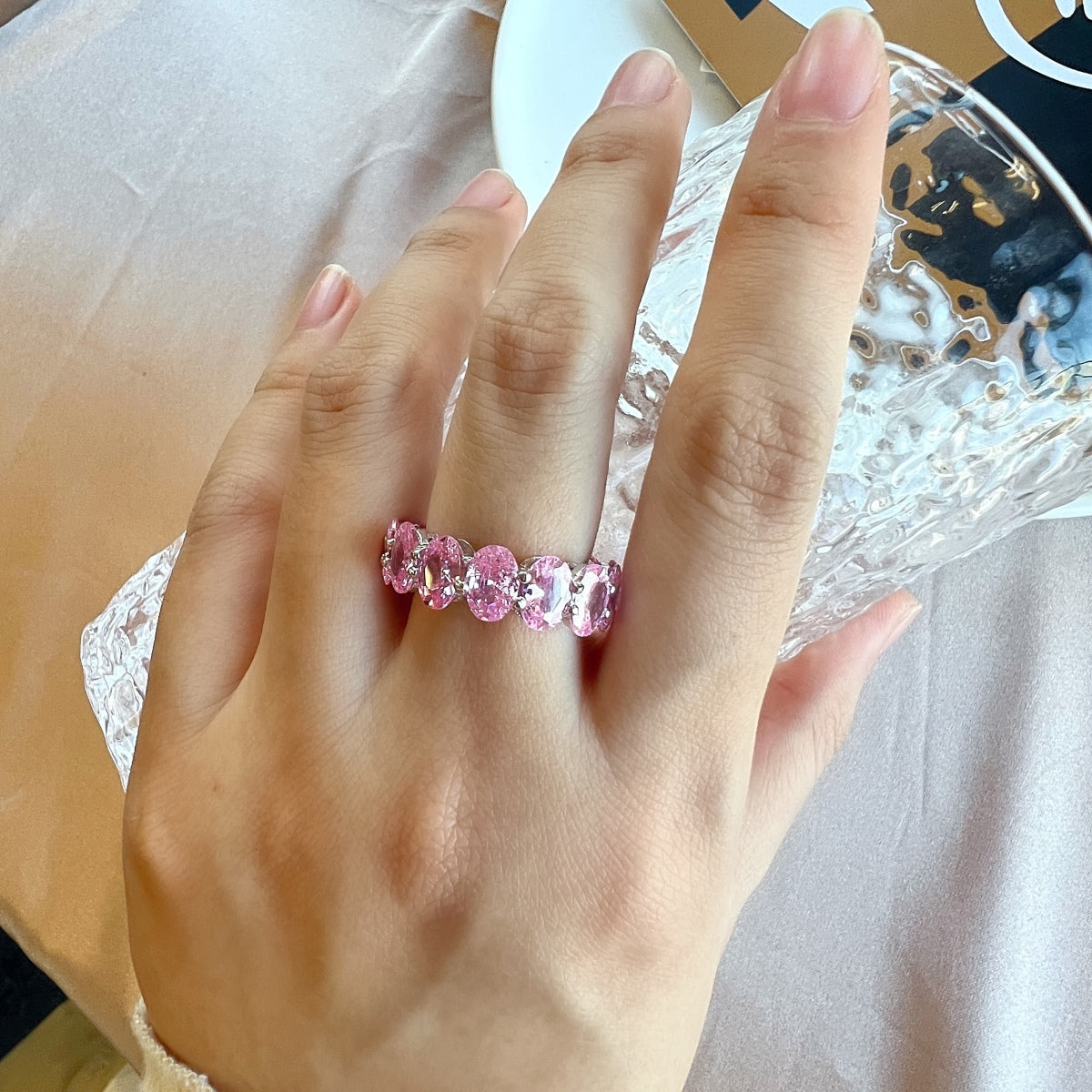 [Clover Jewelry]クッションカットテニスリング