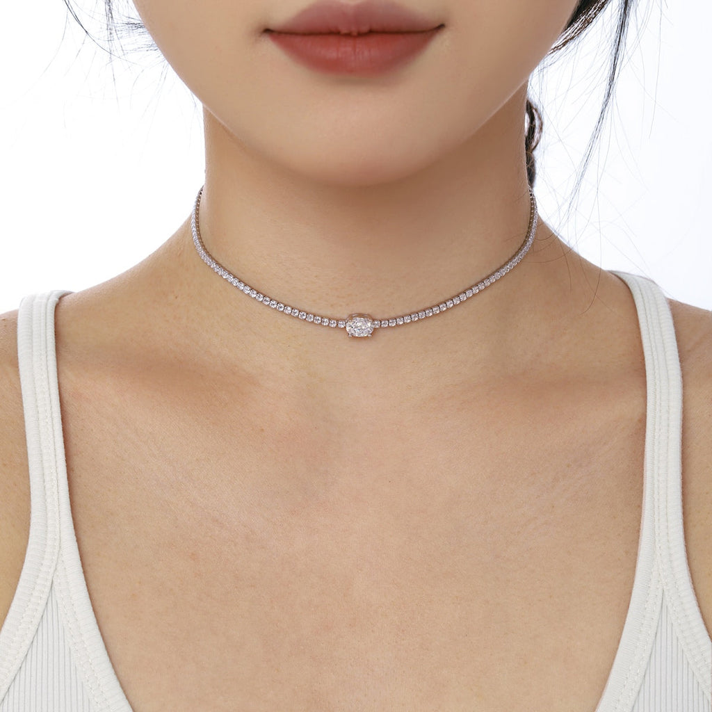 [Clover Jewelry]1.0カラット 輝くオーバルカットネックレス
