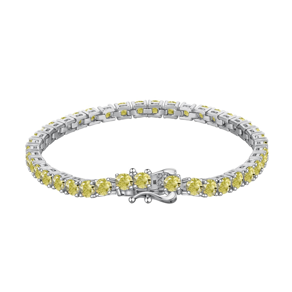[Clover Jewelry]Ornates funkelndes rundgeschliffenes Tennisarmband