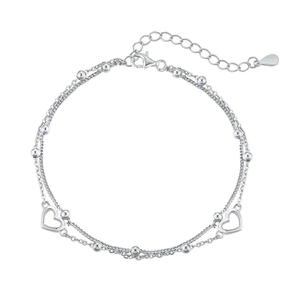 [Clover Jewelry]Zierliches doppellagiges Liebesherz-Armband