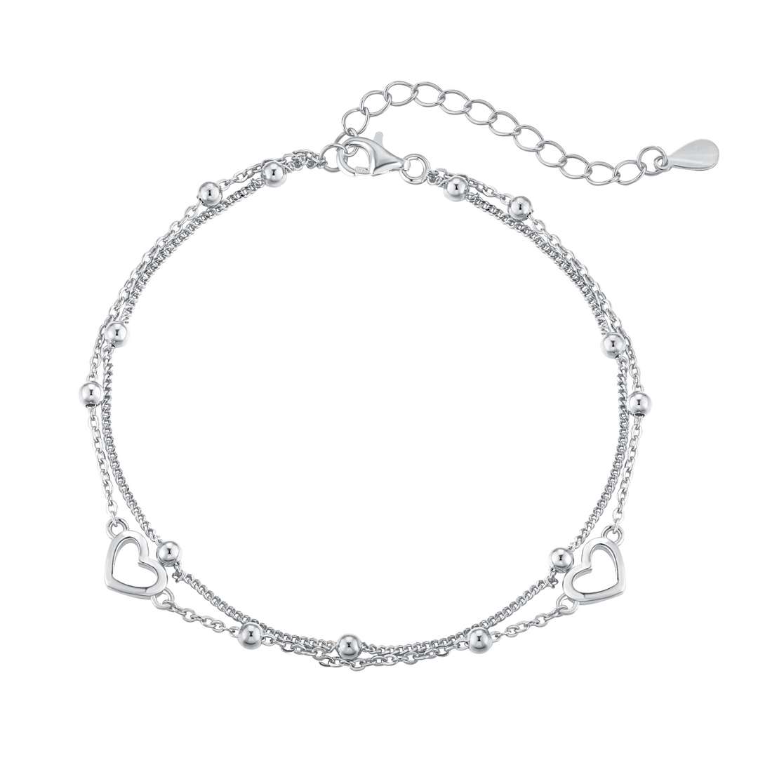 [Clover Jewelry]Zierliches doppellagiges Liebesherz-Armband