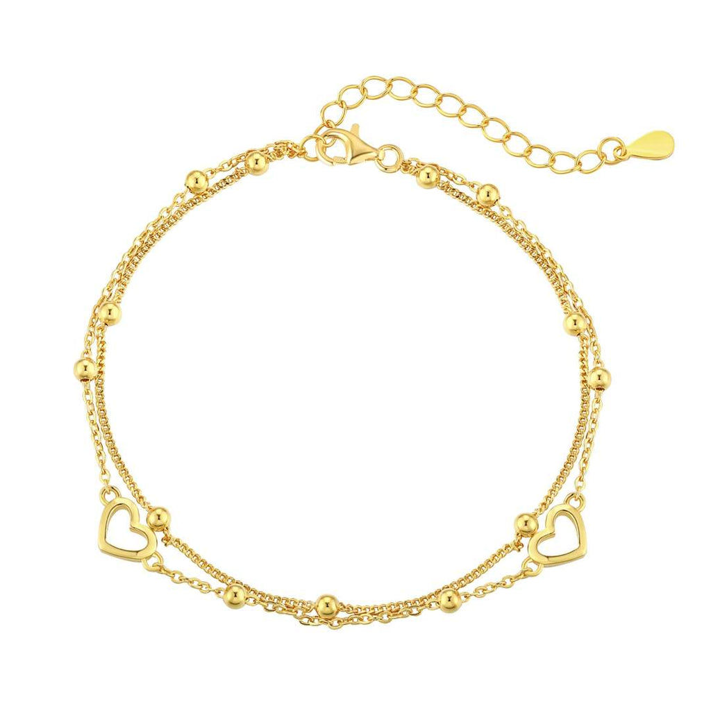 [Clover Jewelry]Zierliches doppellagiges Liebesherz-Armband
