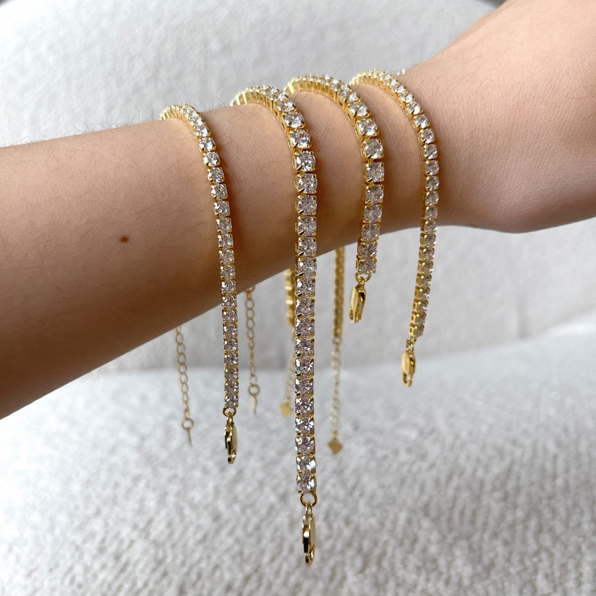 [Clover Jewelry]Funkelndes Tennisarmband im Princess-Schliff