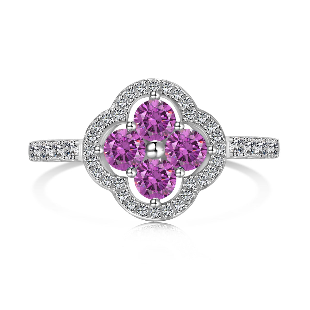 [Clover Jewelry]Vierblättriger Kleeblatt-Blumen-Design-Ring