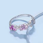 [Clover Jewelry]ユニークなカラフルエメラルドカットパーティーリング