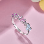 [Clover Jewelry]ユニークなカラフルエメラルドカットパーティーリング