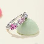 [Clover Jewelry]ユニークなカラフルエメラルドカットパーティーリング
