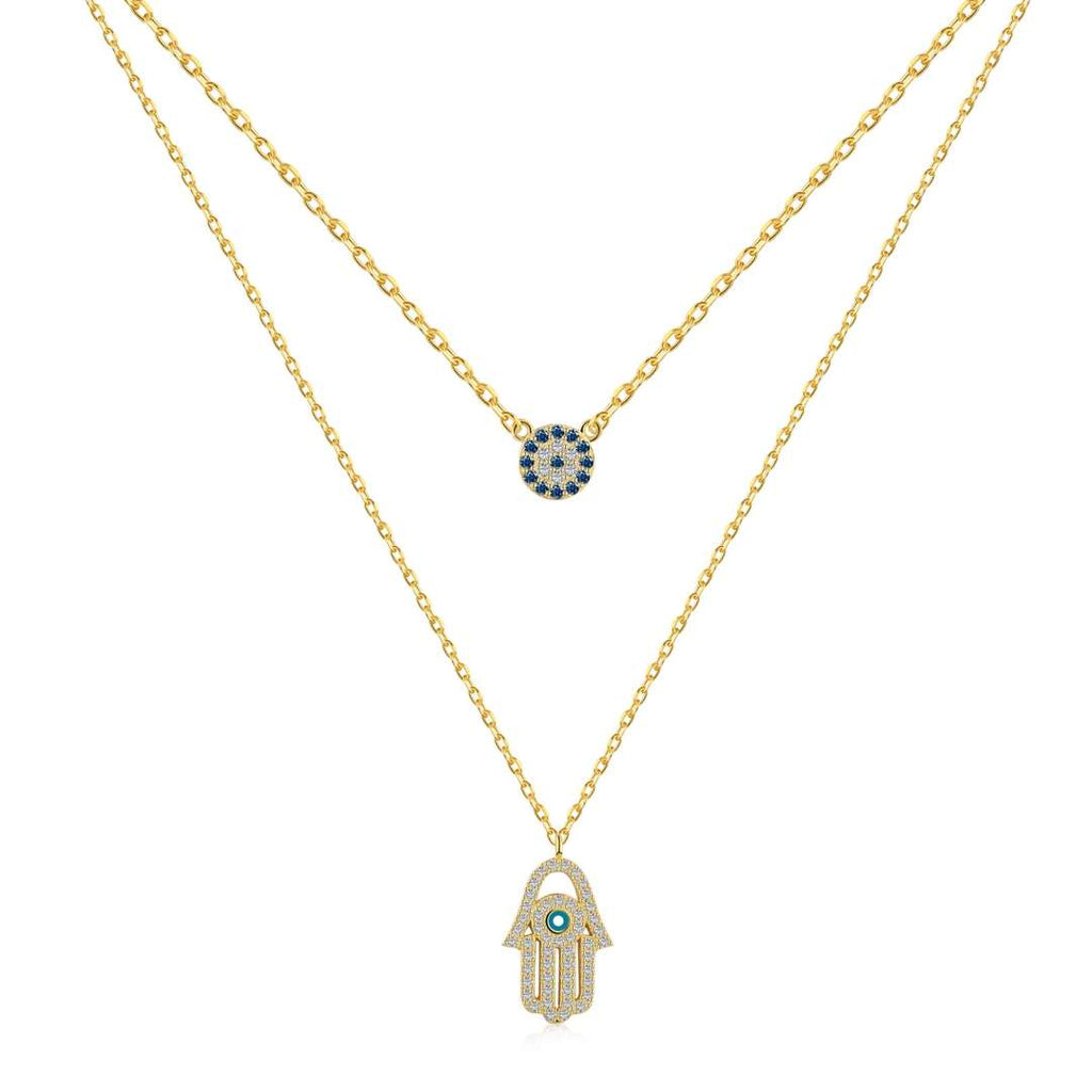 [Clover Jewelry] Dämonenauge Hamsa-Hand-Halskette