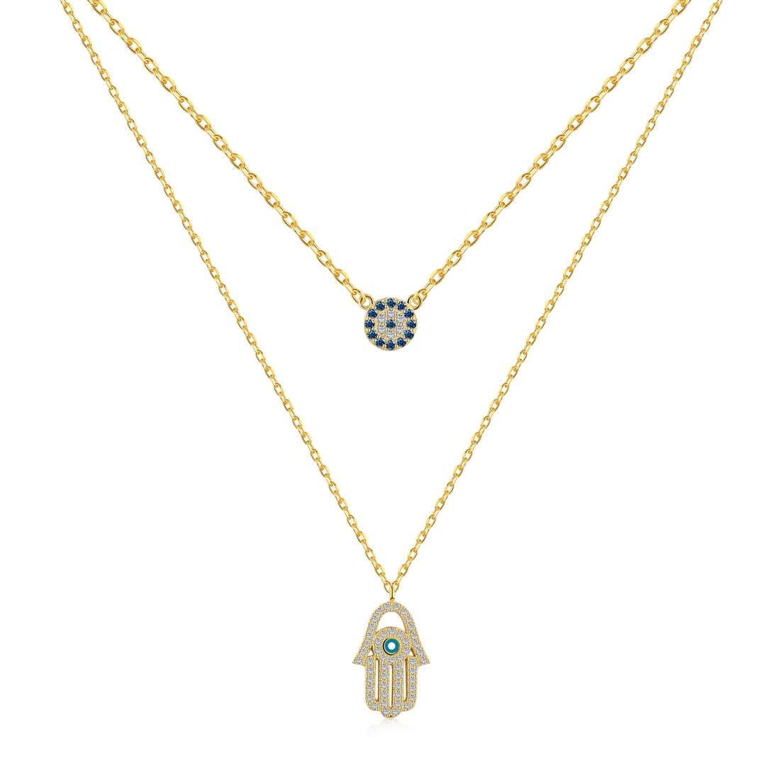 [Clover Jewelry] Dämonenauge Hamsa-Hand-Halskette