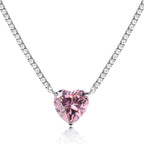 [Clover Jewelry]8.0 Carat Versatile Colorful Sweet Heart-Shaped Tennis Necklace