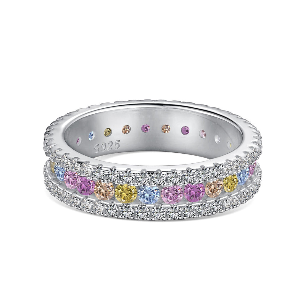 [Clover Jewelry]繊細なカラフルラウンドカットデイリーリング