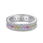 [Clover Jewelry]繊細なカラフルラウンドカットデイリーリング