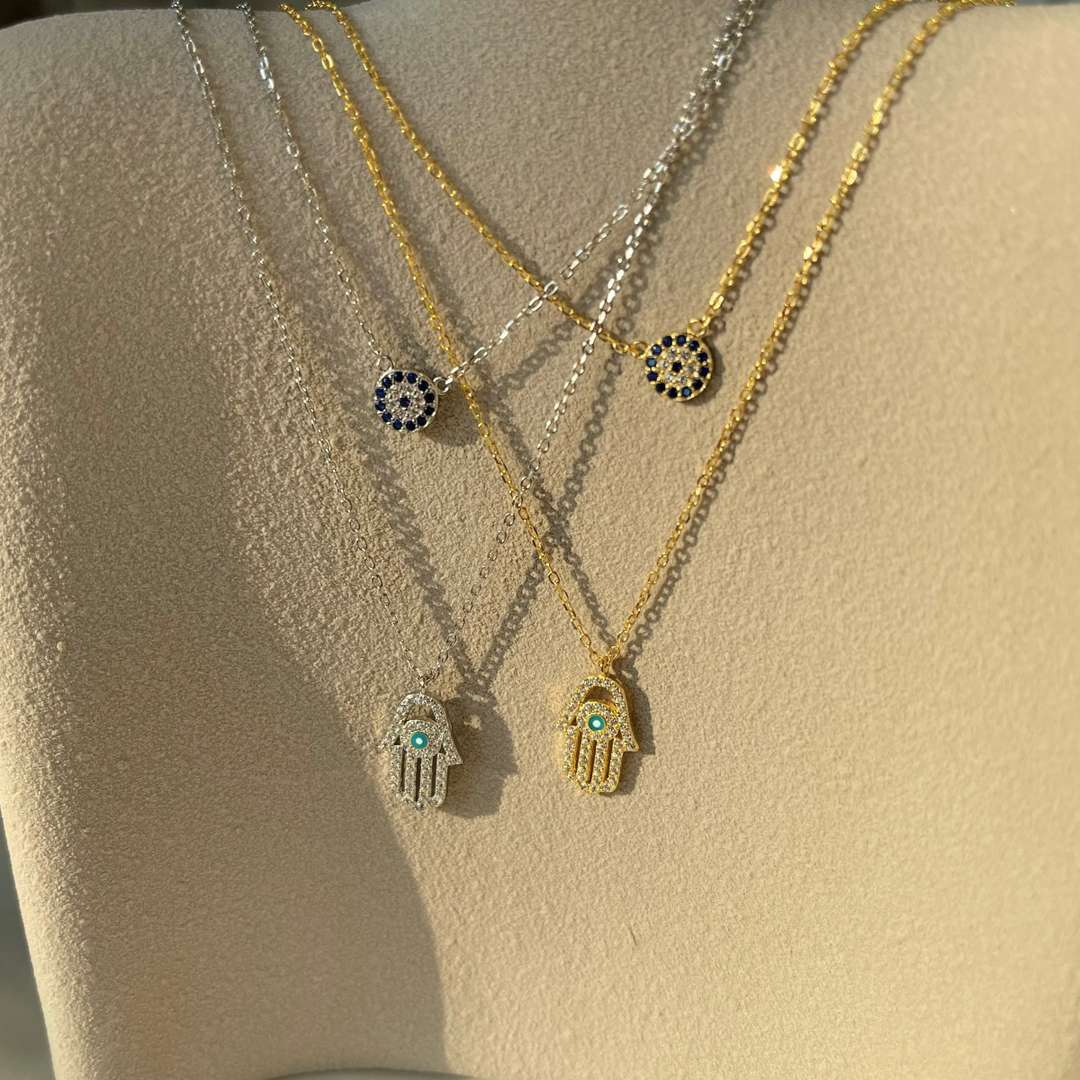 [Clover Jewelry] Dämonenauge Hamsa-Hand-Halskette