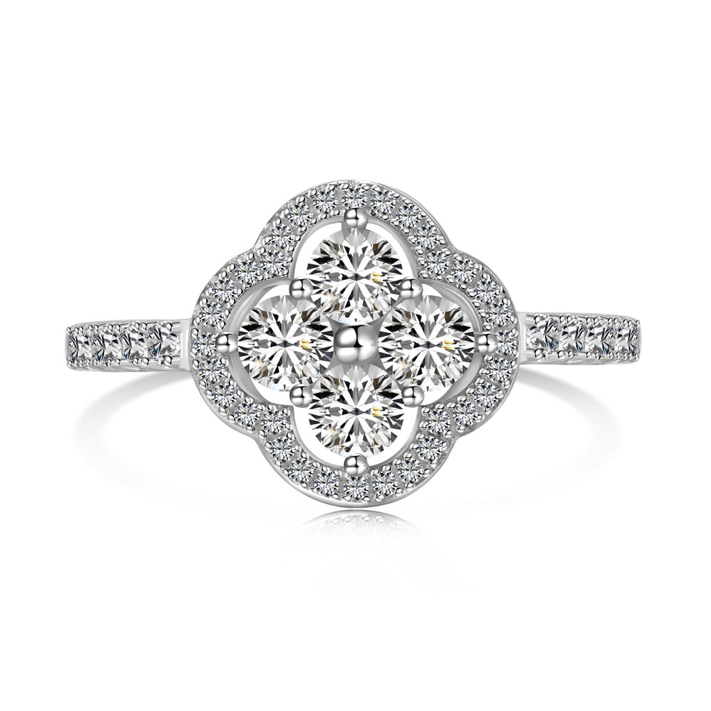 [Clover Jewelry]Vierblättriger Kleeblatt-Blumen-Design-Ring