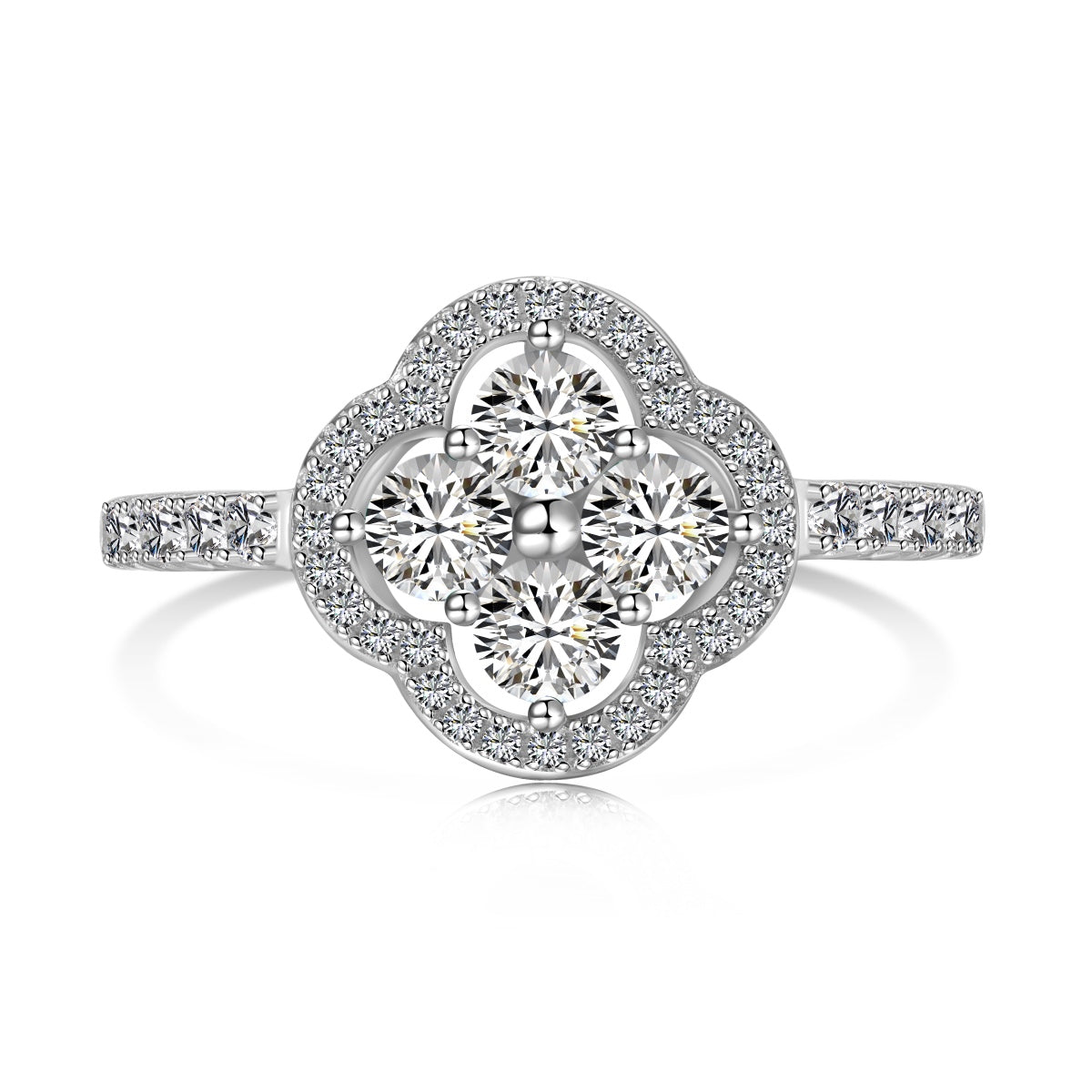 [Clover Jewelry]Vierblättriger Kleeblatt-Blumen-Design-Ring