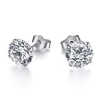 [Clover Jewelry]Modische glänzende Ohrstecker mit rundem Mittelstein