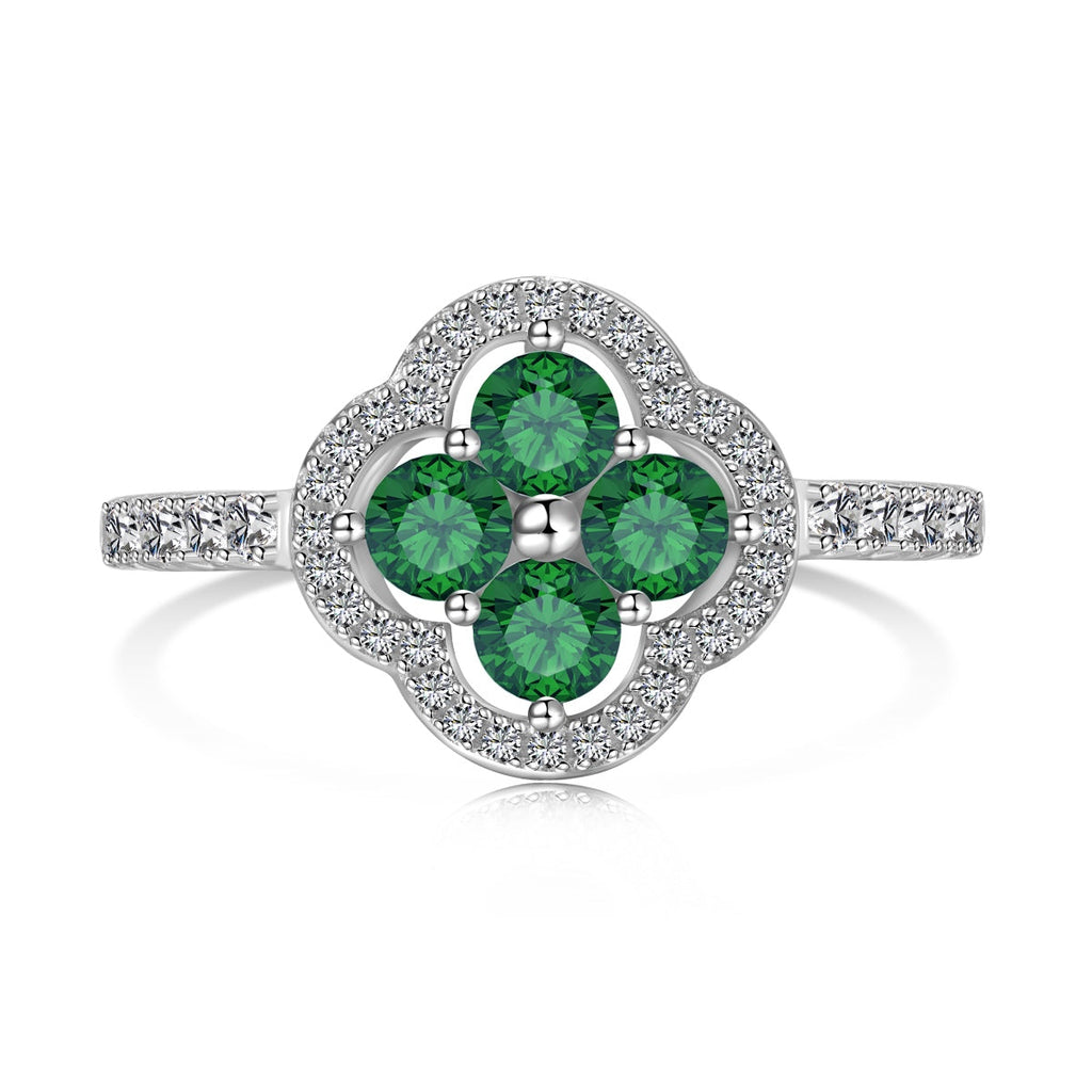 [Clover Jewelry]Vierblättriger Kleeblatt-Blumen-Design-Ring