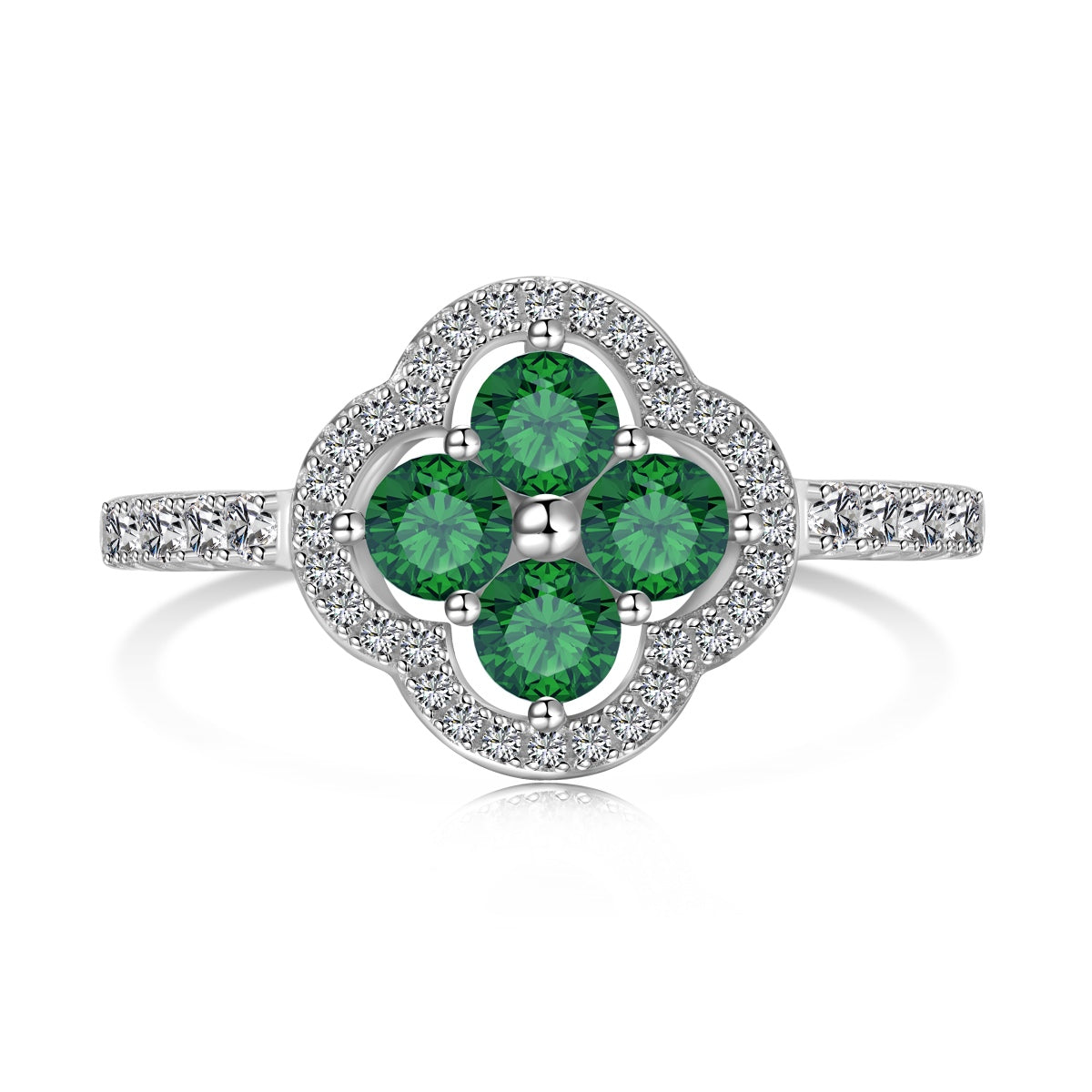 [Clover Jewelry]Vierblättriger Kleeblatt-Blumen-Design-Ring