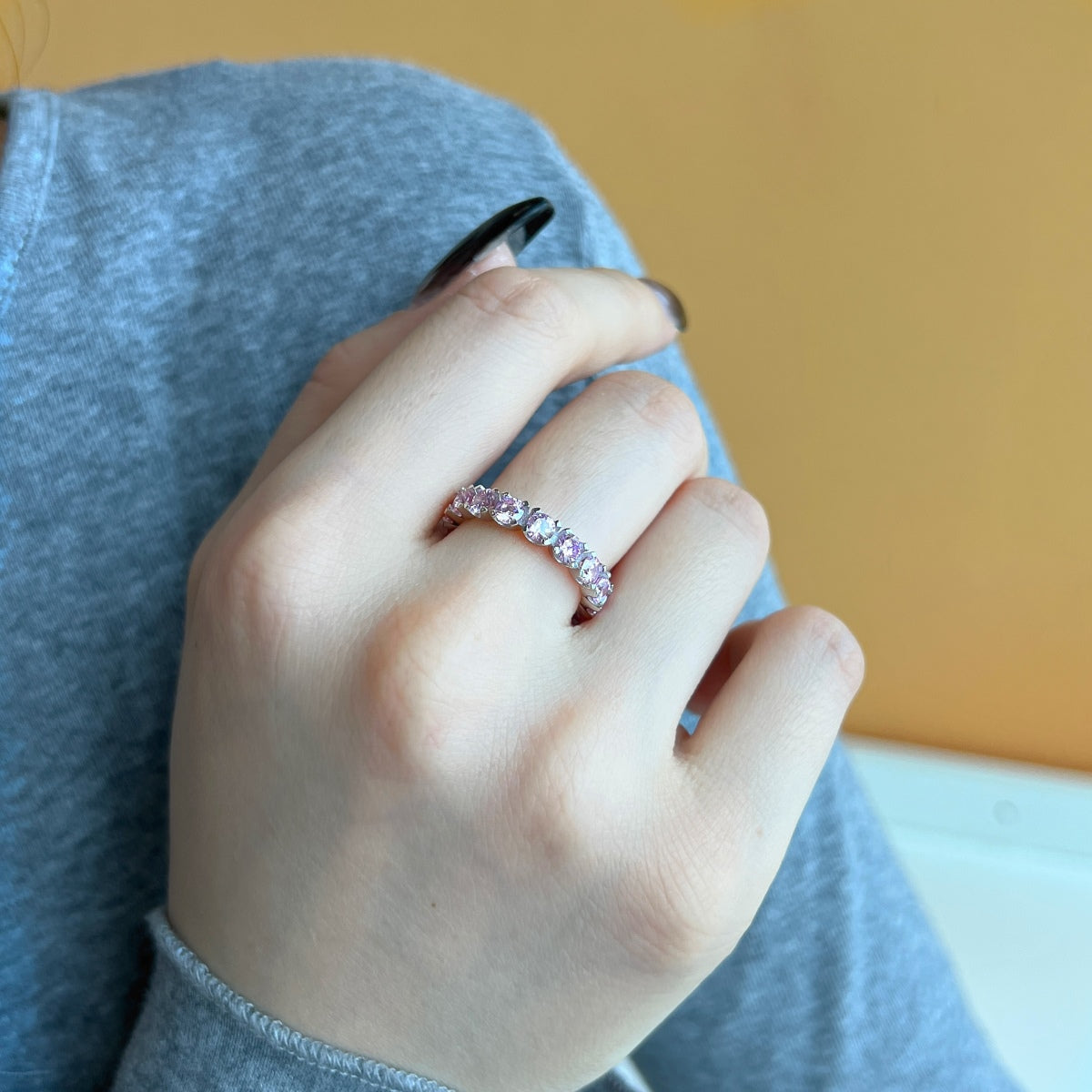 [Clover Jewelry]エタニティ ラウンドカット テニスリング