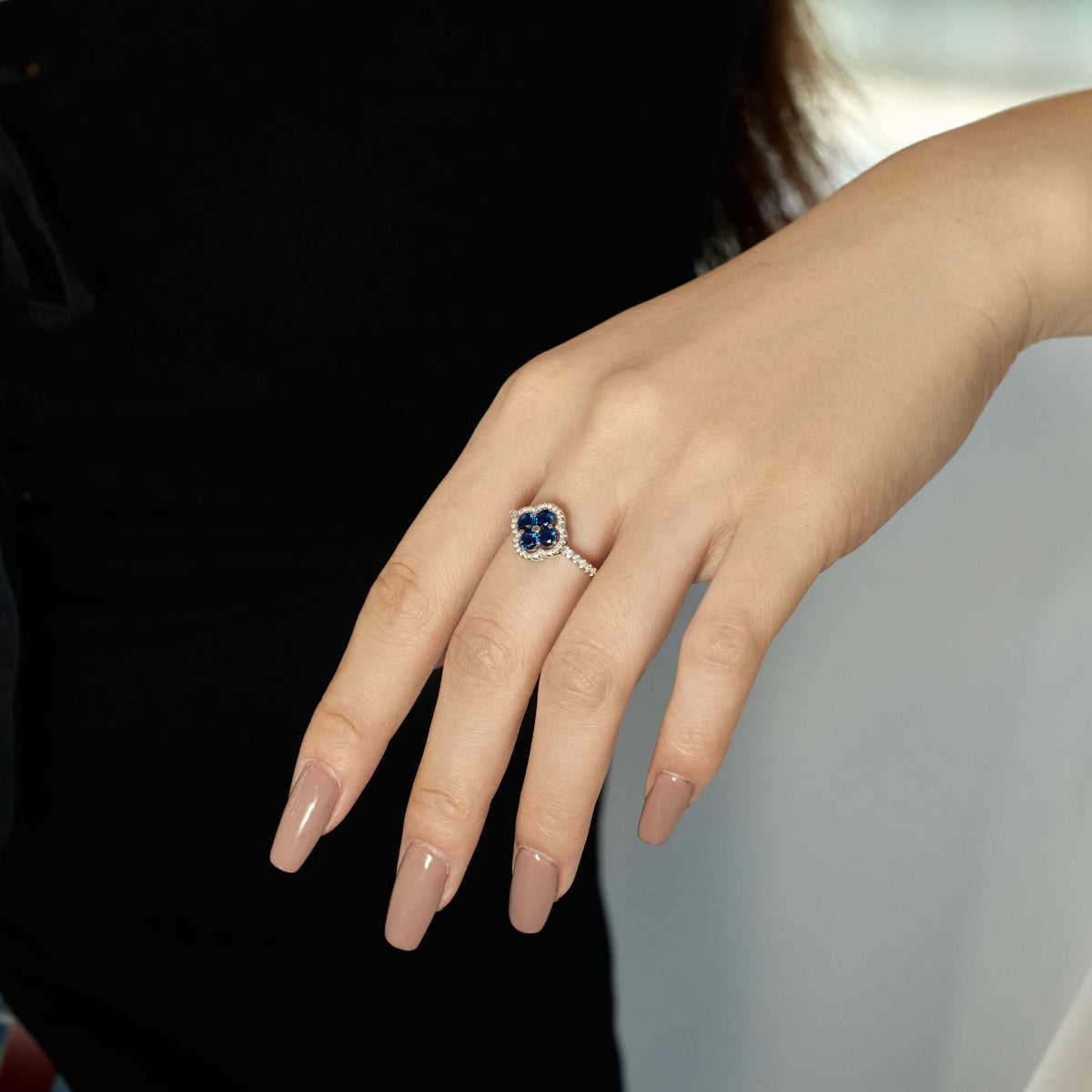 [Clover Jewelry]Vierblättriger Kleeblatt-Blumen-Design-Ring