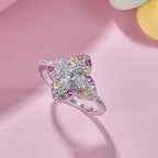 [Clover Jewelry]豪華なカラフルフラワー型バンケットリング