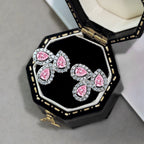[Clover Jewelry]Ornate Flower Shape Pear Cut Lover Earrings