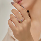 [Clover Jewelry]デイリーリング: 可憐なカラフルラディアントカット