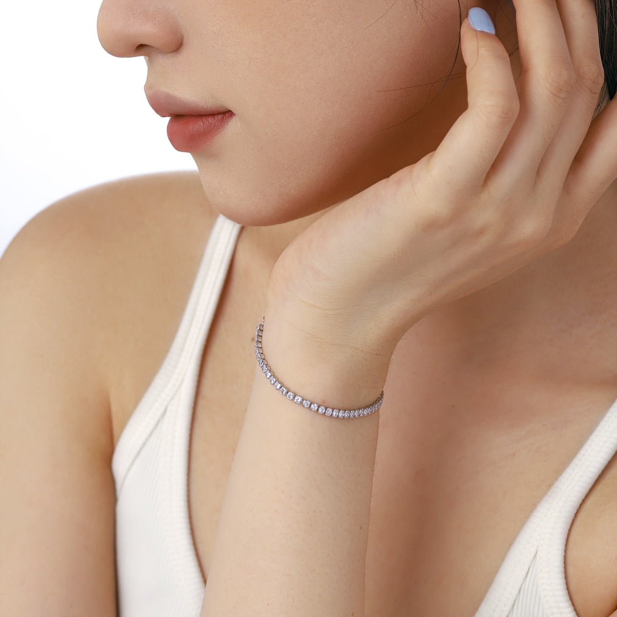 [Clover Jewelry]煌めくラウンドカットブレスレット（日常使い用）