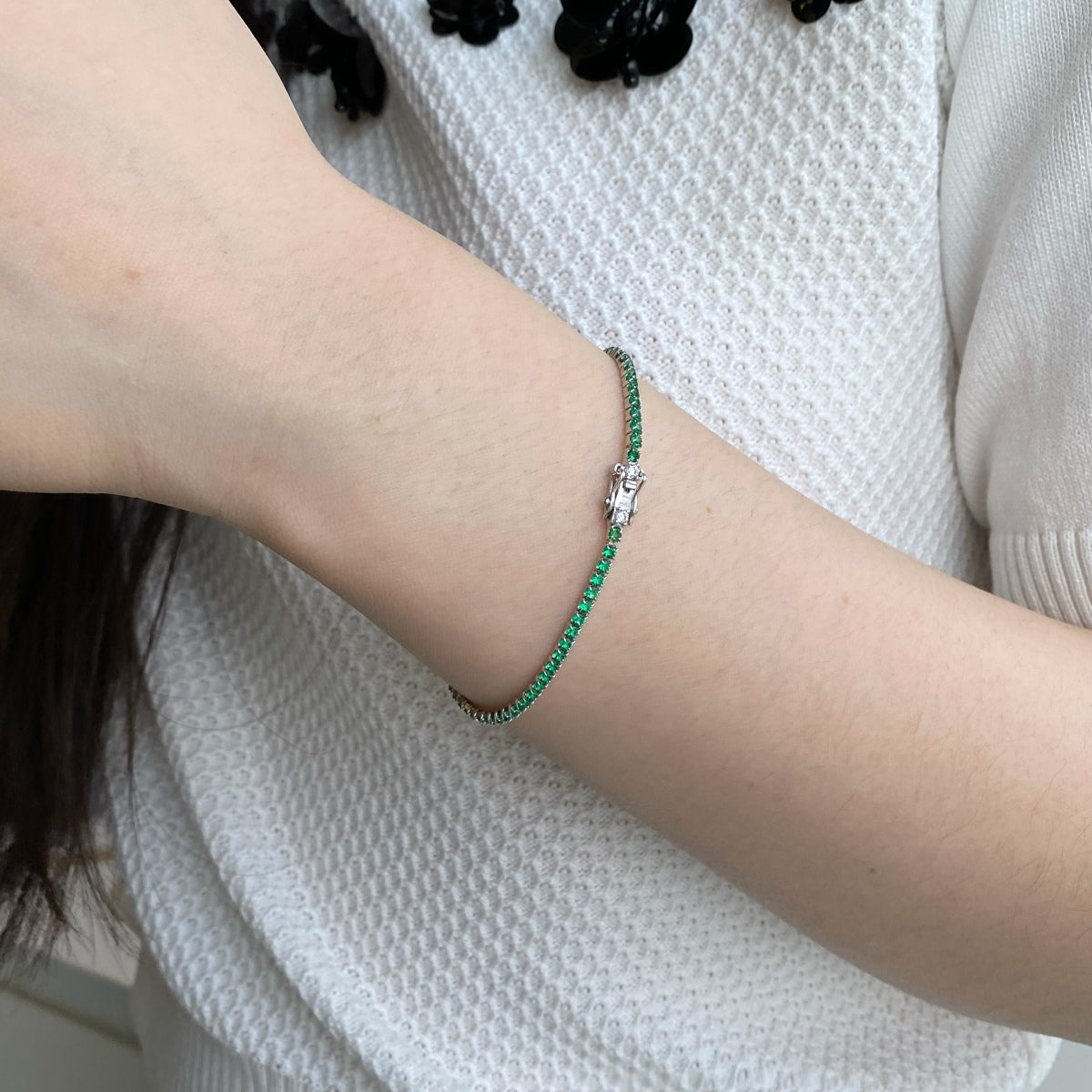 [Clover Jewelry]煌めくカラフルなラウンドカットのデイリーブレスレット