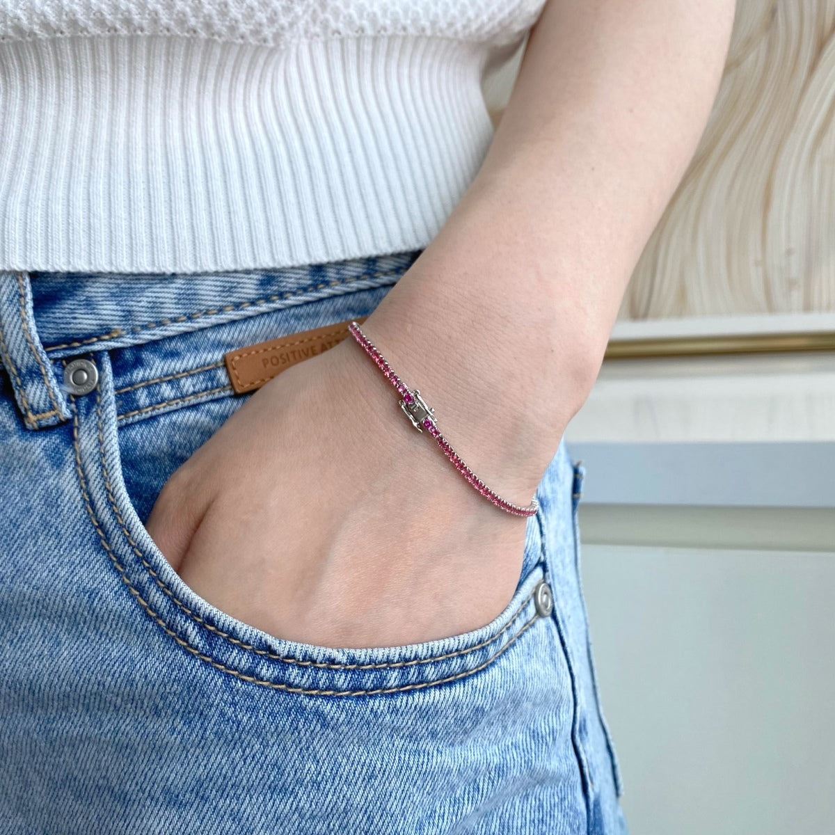 [Clover Jewelry]煌めくカラフルなラウンドカットのデイリーブレスレット