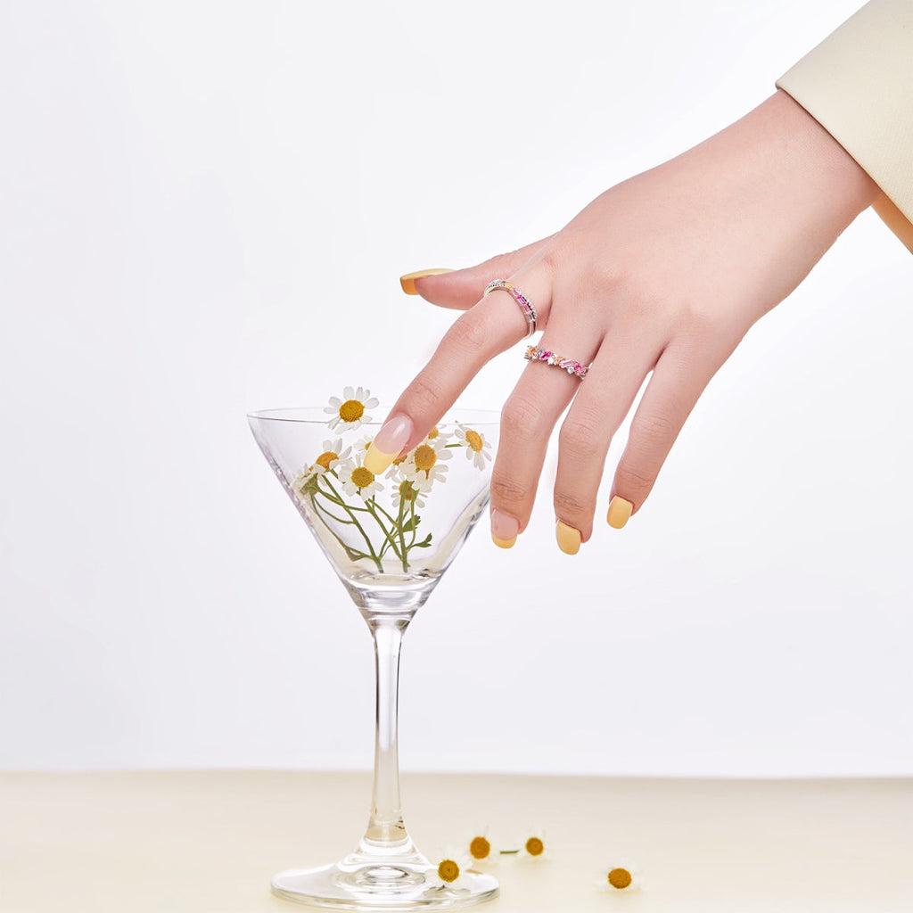 [Clover Jewelry]煌めく多色マルチカット デイリーリング