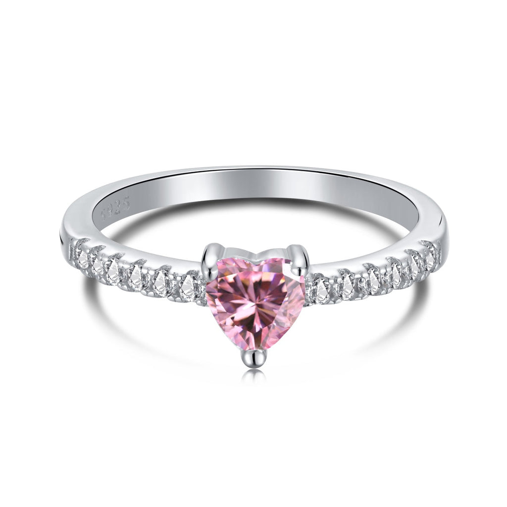 [Clover Jewelry]0.5カラット エタニティ 魅惑的なハート形 ラバーリング