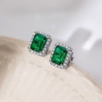 [Clover Jewelry]ラグジュアリーな上品なエメラルドカットバンケットイヤリング