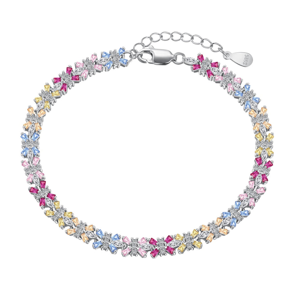 [Clover Jewelry]煌めくカラフルなエメラルドカットパーティーブレスレット