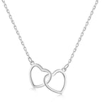 [Clover Jewelry]Sterling Silber Liebe Doppelring Halskette