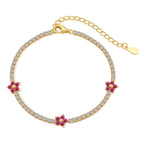 [Clover Schmuck]Funkelndes Tennisarmband in Blumenform