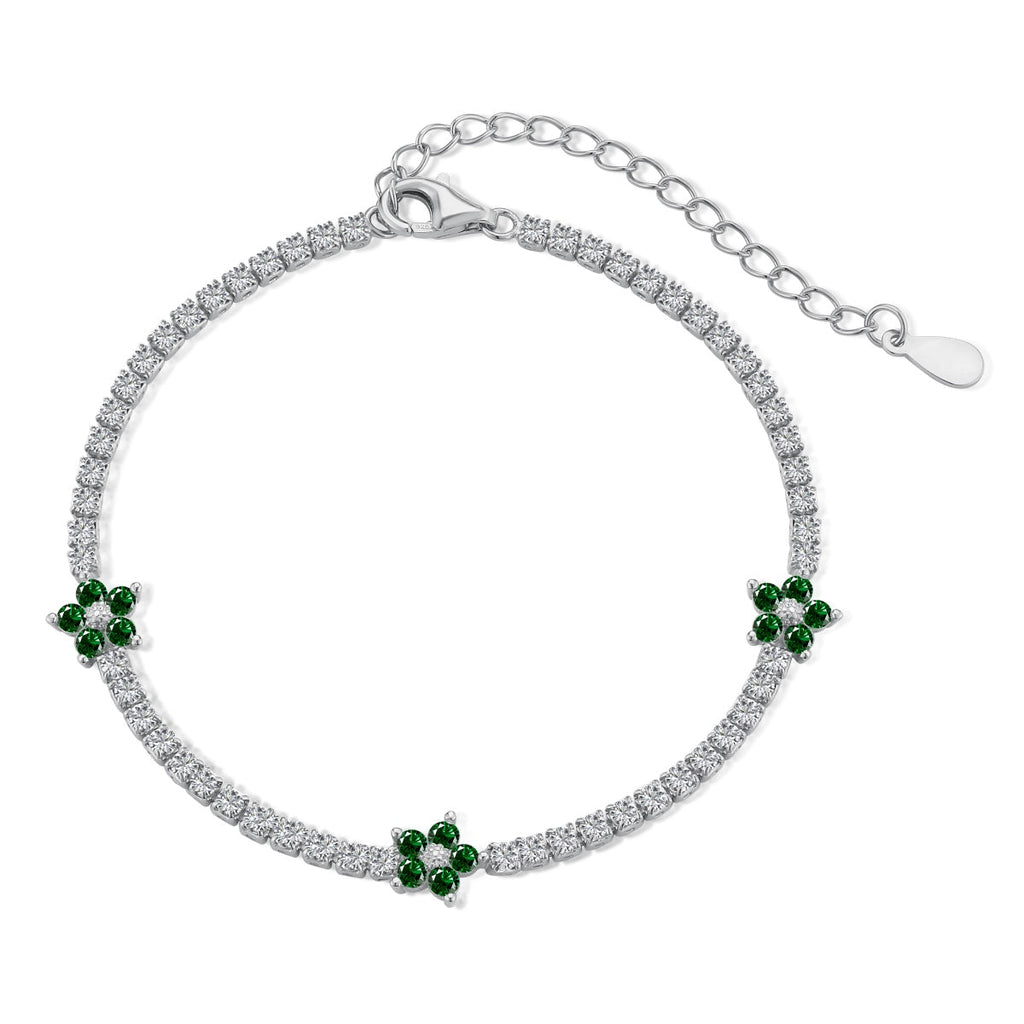 [Clover Schmuck]Funkelndes Tennisarmband in Blumenform