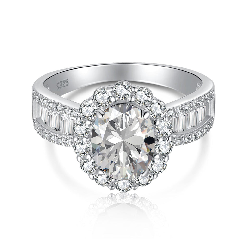 [Clover Jewelry]1.5カラット 魅惑的なオーバルカット バンケットリング