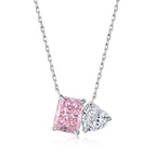 [Clover Jewelry]Funkelnde Halskette mit Quadrat- und Herzform