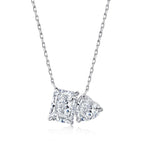 [Clover Jewelry]Funkelnde Halskette mit Quadrat- und Herzform