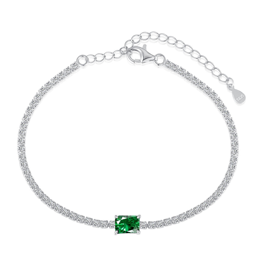 [Clover Jewelry]1.0カラット ユニークエメラルドカット バンケットブレスレット