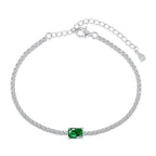 [Clover Jewelry]1.0カラット ユニークエメラルドカット バンケットブレスレット