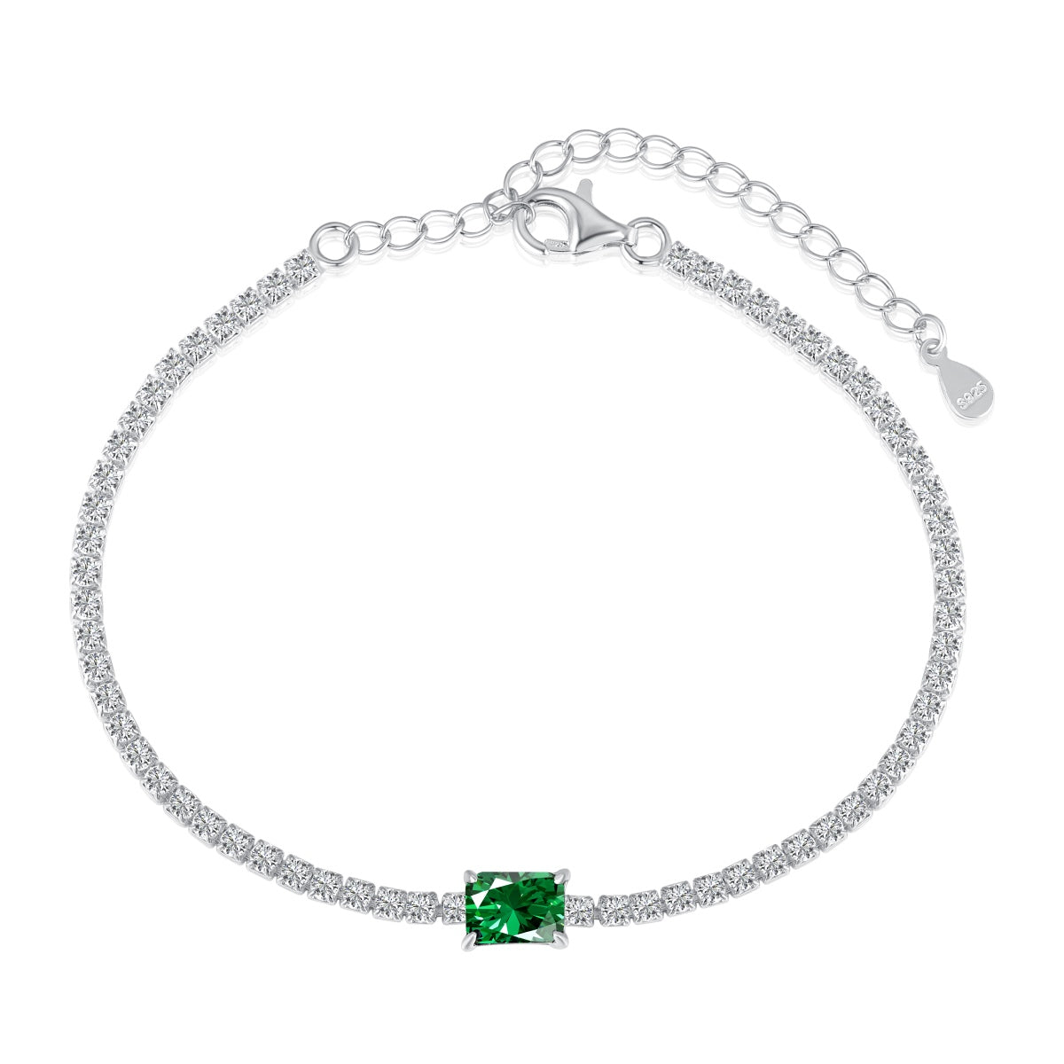 [Clover Jewelry]1.0カラット ユニークエメラルドカット バンケットブレスレット