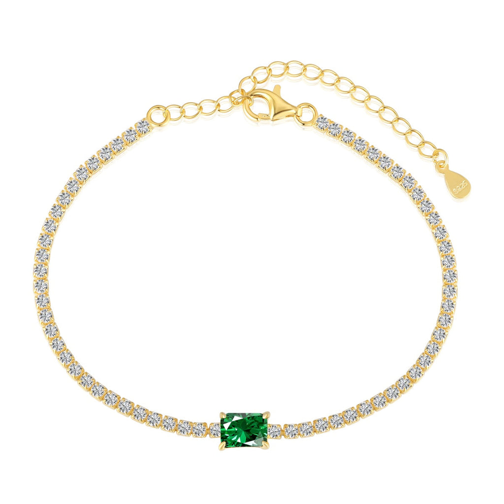 [Clover Jewelry]1.0カラット ユニークエメラルドカット バンケットブレスレット