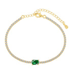 [Clover Jewelry]1.0カラット ユニークエメラルドカット バンケットブレスレット