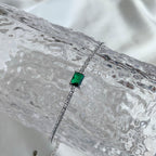 [Clover Jewelry]1.0カラット ユニークエメラルドカット バンケットブレスレット