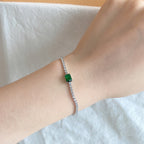 [Clover Jewelry]1.0カラット ユニークエメラルドカット バンケットブレスレット