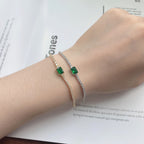 [Clover Jewelry]1.0カラット ユニークエメラルドカット バンケットブレスレット