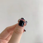 [Clover Jewelry]ユニークカラフルラウンドカットテニスリング
