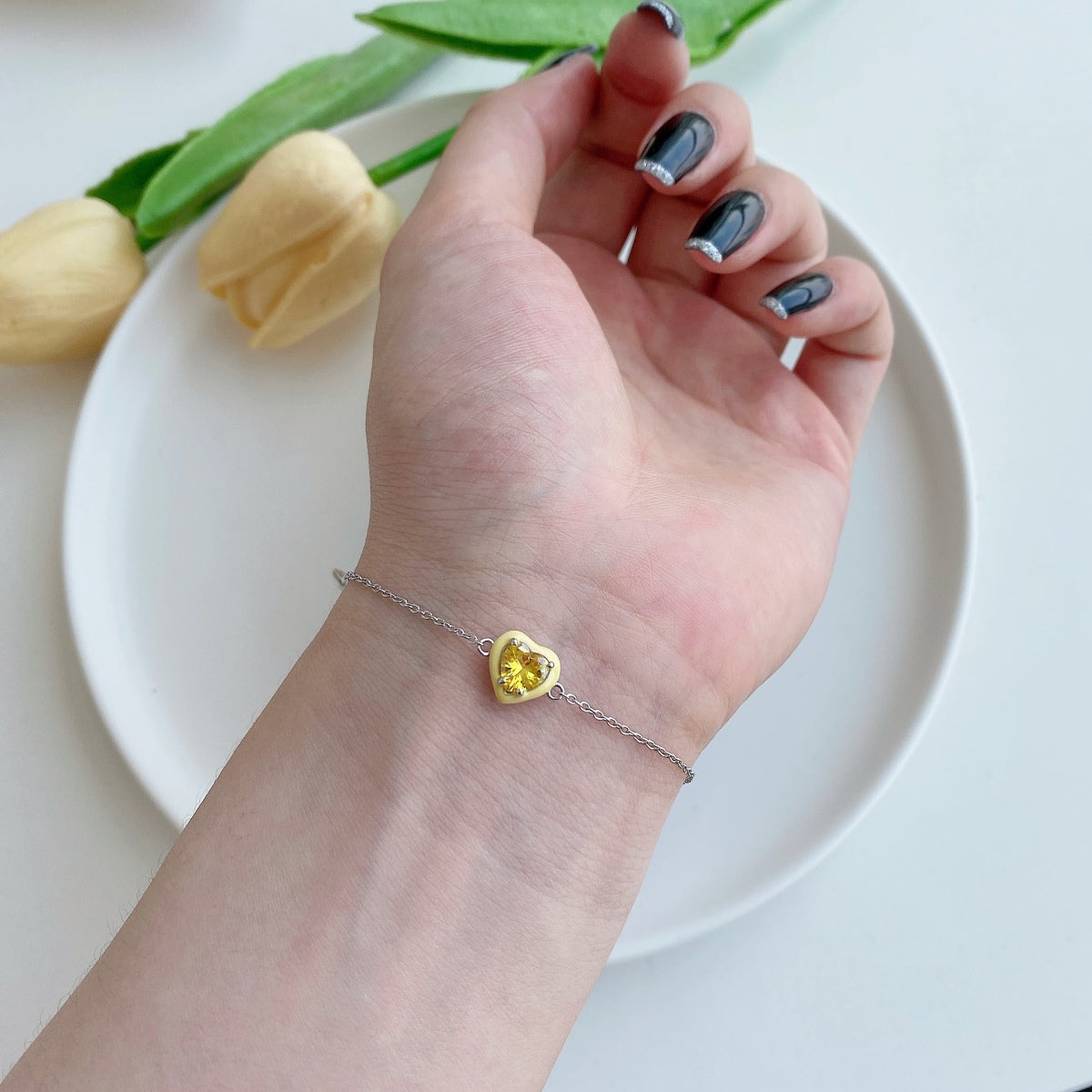 [Clover Jewelry]Funkelndes romantisches Herzform-Liebhaber-Armband